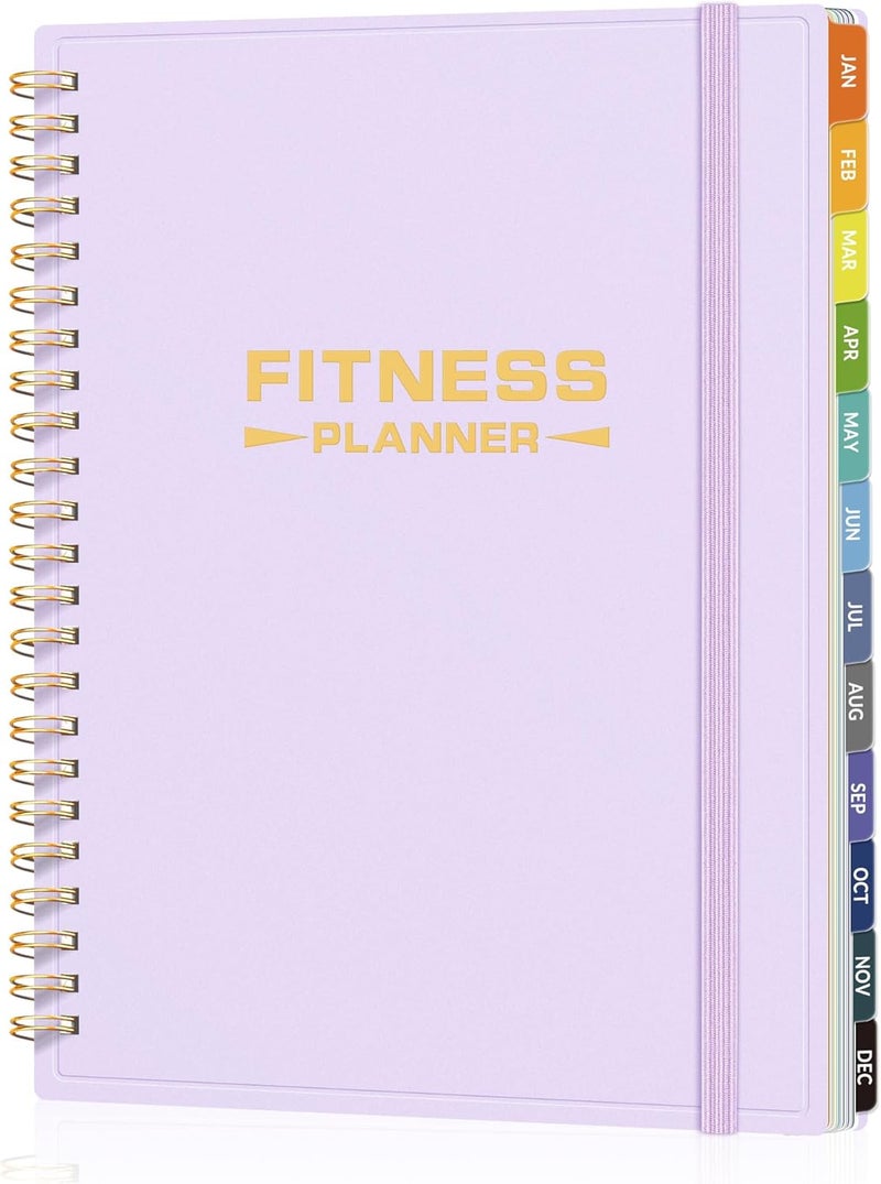 SUNEE 2026 Fitness Workout Journal Planner for Women & Men, JAN 2026 - DEC 2026 Exercise Planner, 6.4" x 8.3" Workout Calendar Journal Essentials Gift for Goals, Tracking,Gifts with PVC Plastic Cover,Purple - Image 1